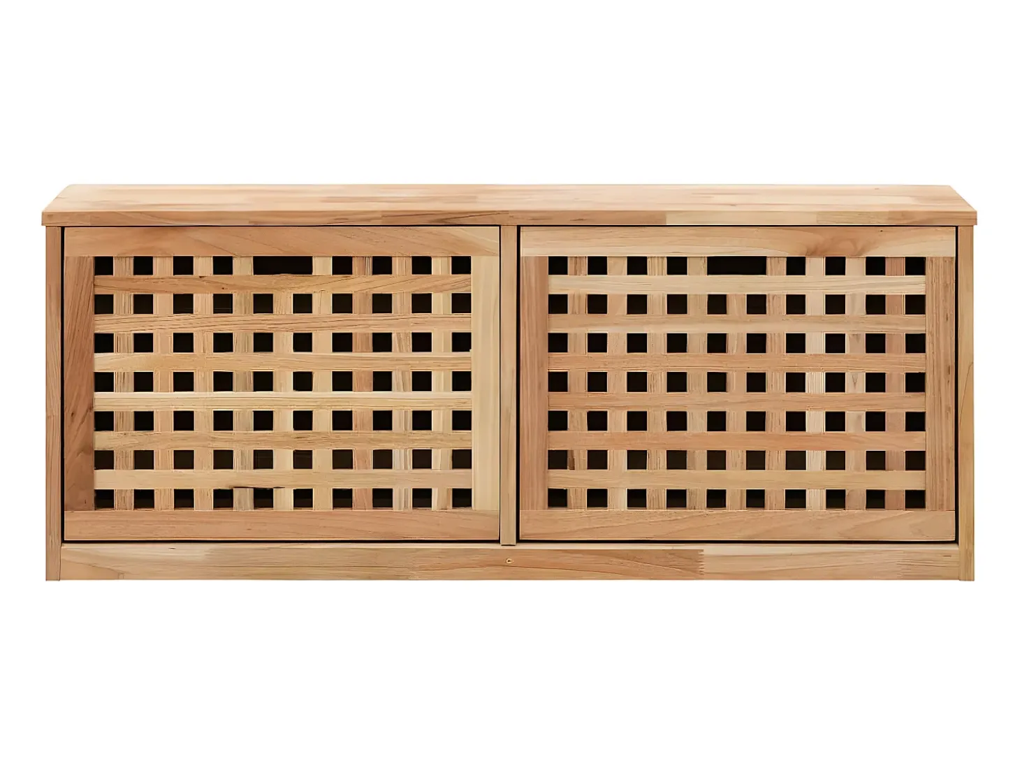 Banco zapatero de madera maciza de nogal 94x20x38 cm ES523168
