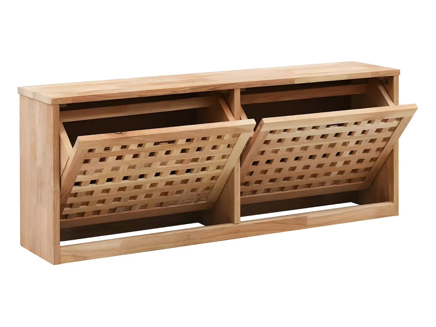 Banco zapatero de madera maciza de nogal 94x20x38 cm ES523168