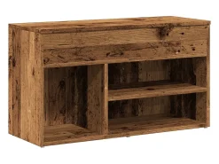 Banco zapatero de madera antigua 80x30x45 cm madera de ingeniería