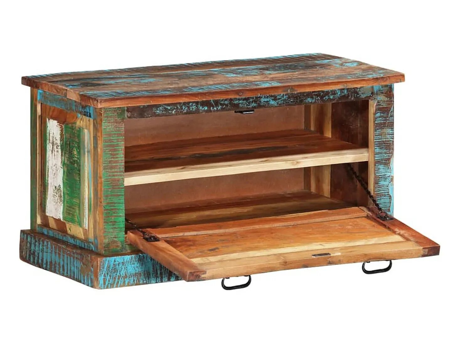 Banco zapatero de madera maciza reciclada ES680648