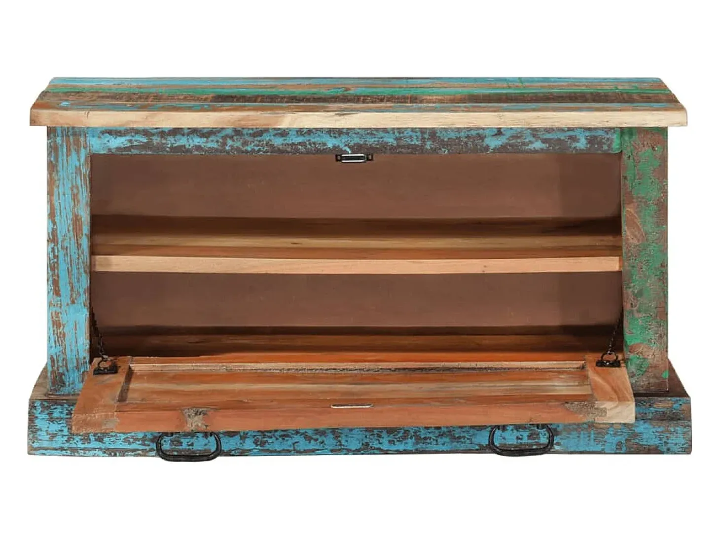 Banco zapatero de madera maciza reciclada ES680648