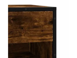 Banco zapatero de roble ahumado, madera de ingeniería y metal