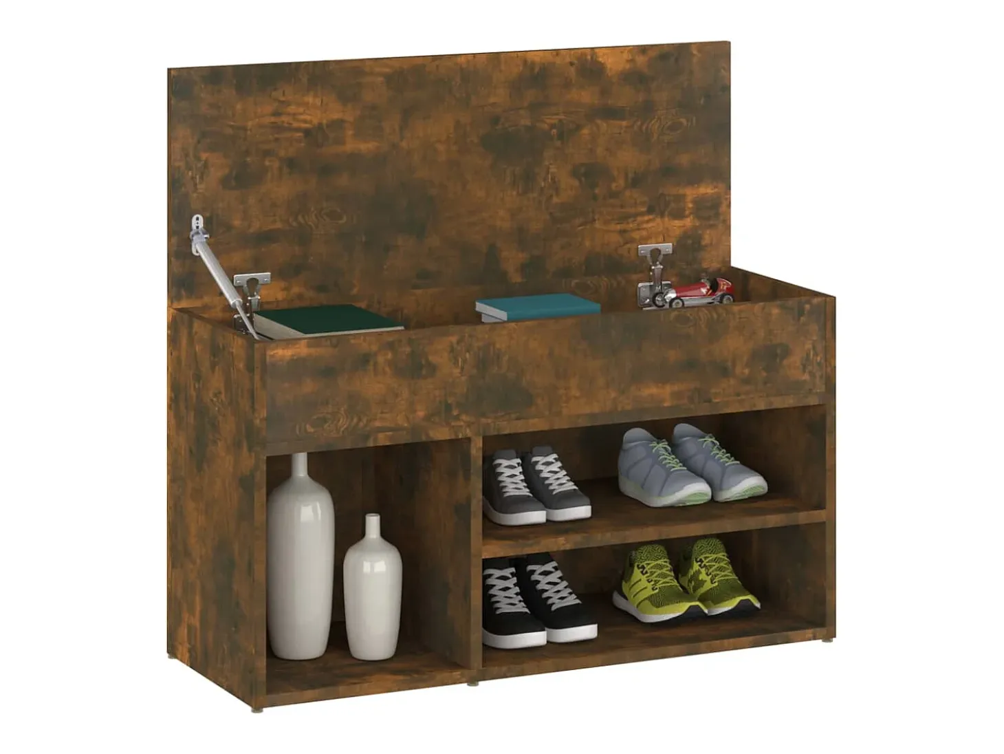 Banco zapatero de roble ahumado 80x30x45 cm Madera de ingeniería