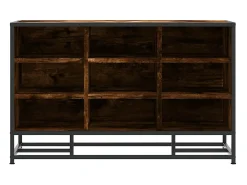 Banco zapatero de roble ahumado, madera de ingeniería y metal