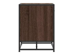 Banco zapatero de roble marrón fabricado con madera de ingeniería y metal.