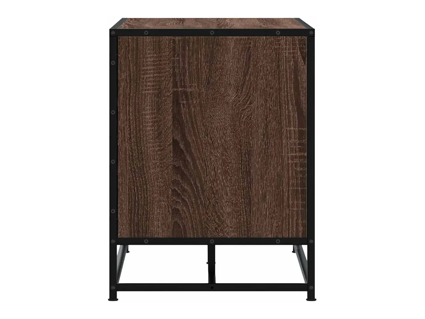 Banco zapatero de roble marrón fabricado con madera de ingeniería y metal.