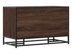 Banco zapatero de roble marrón fabricado con madera de ingeniería y metal.