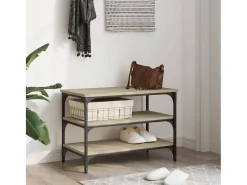 Banco zapatero de roble Sonoma 70x38,5x49 cm madera de ingeniería