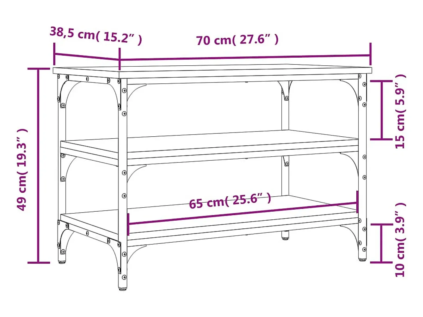 Banco zapatero de roble Sonoma 70x38,5x49 cm madera de ingeniería