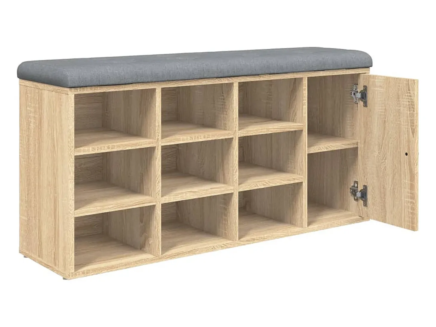 Banco zapatero de roble Sonoma 102x32x50 cm madera de ingeniería