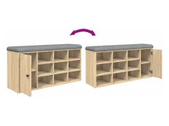 Banco zapatero de roble Sonoma 102x32x50 cm madera de ingeniería