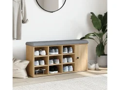 Banco zapatero de roble Sonoma 102x32x50 cm madera de ingeniería