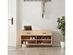 Banco zapatero de roble Sonoma 102x35x55 cm madera de ingeniería