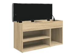 Banco zapatero de roble Sonoma 82x32x45,5 cm madera de ingeniería