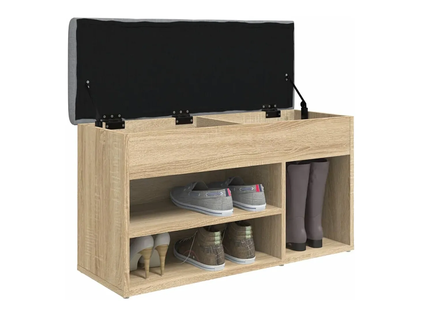 Banco zapatero de roble Sonoma 82x32x45,5 cm madera de ingeniería