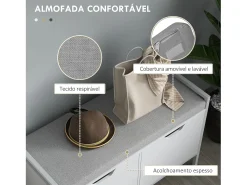 Banco zapatero Flow Homcom asiento + 2 compartimentos blanco 50x84x35 cm