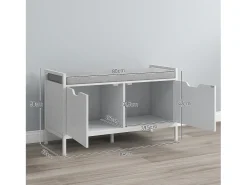 Banco zapatero Flow Homcom asiento + 2 compartimentos blanco 50x84x35 cm