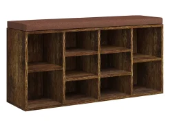 Banco zapatero madera contrachapada roble ahumado 103x30x48 cm ES720725