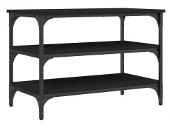 Banco zapatero madera de ingeniería negro 70x38,5x49 cm ES752202