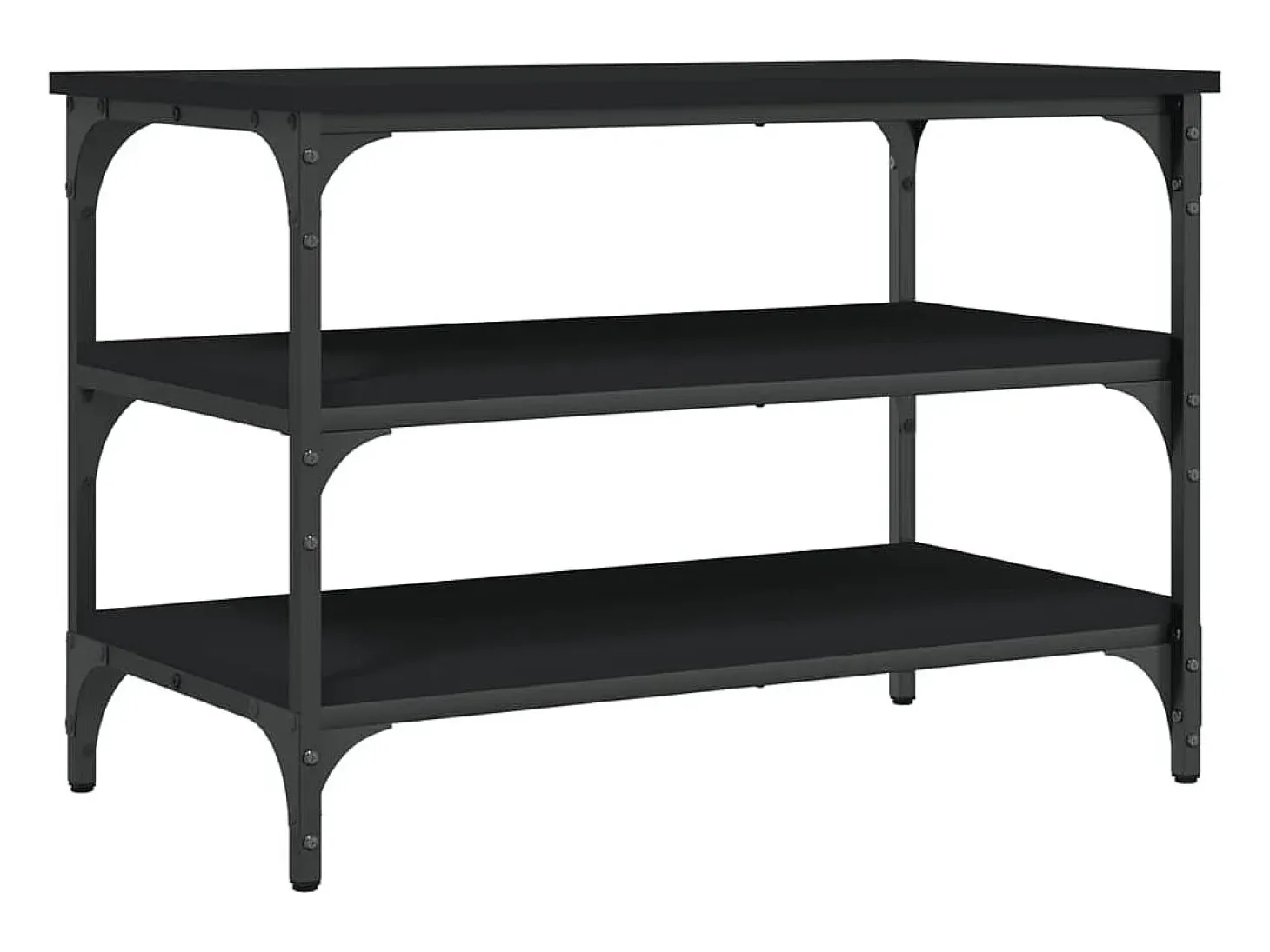 Banco zapatero madera de ingeniería negro 70x38,5x49 cm ES752202