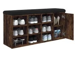 Banco zapatero madera de ingeniería roble ahumado 102x32x50 cm ES877967