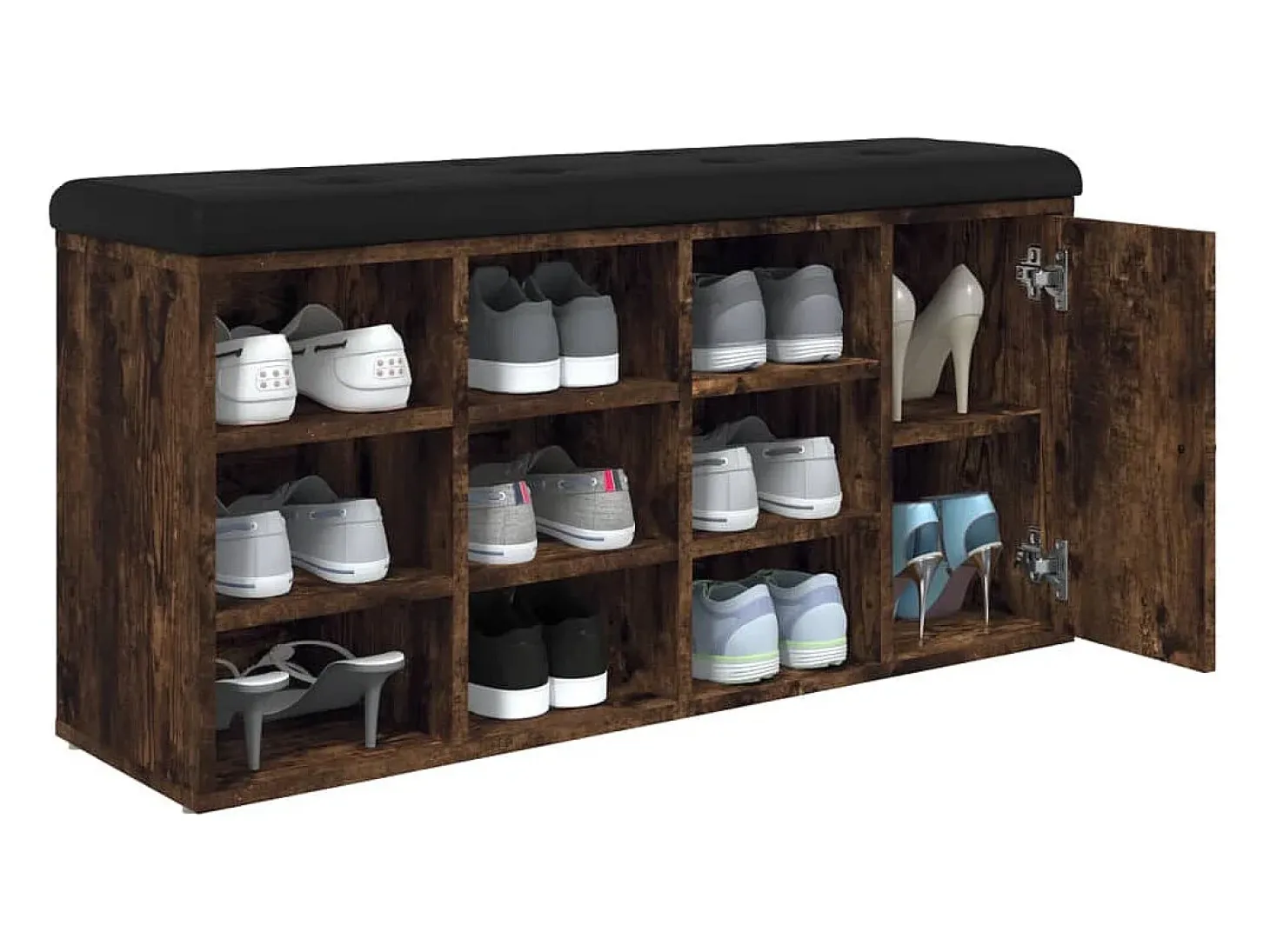 Banco zapatero madera de ingeniería roble ahumado 102x32x50 cm ES877967