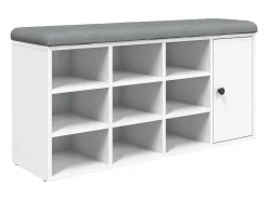 Banco zapatero madera de ingeniería blanco 102x32x50 cm ES626331