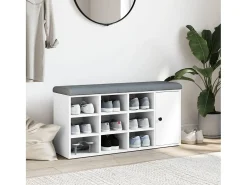 Banco zapatero madera de ingeniería blanco 102x32x50 cm ES626331
