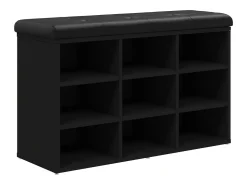 Banco zapatero madera de ingeniería negro 82x32x50 cm