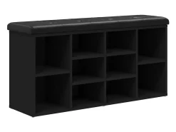 Banco zapatero madera de ingeniería negro 102x32x50 cm ES112043