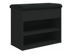 Banco zapatero madera de ingeniería negro 62x32x50 cm