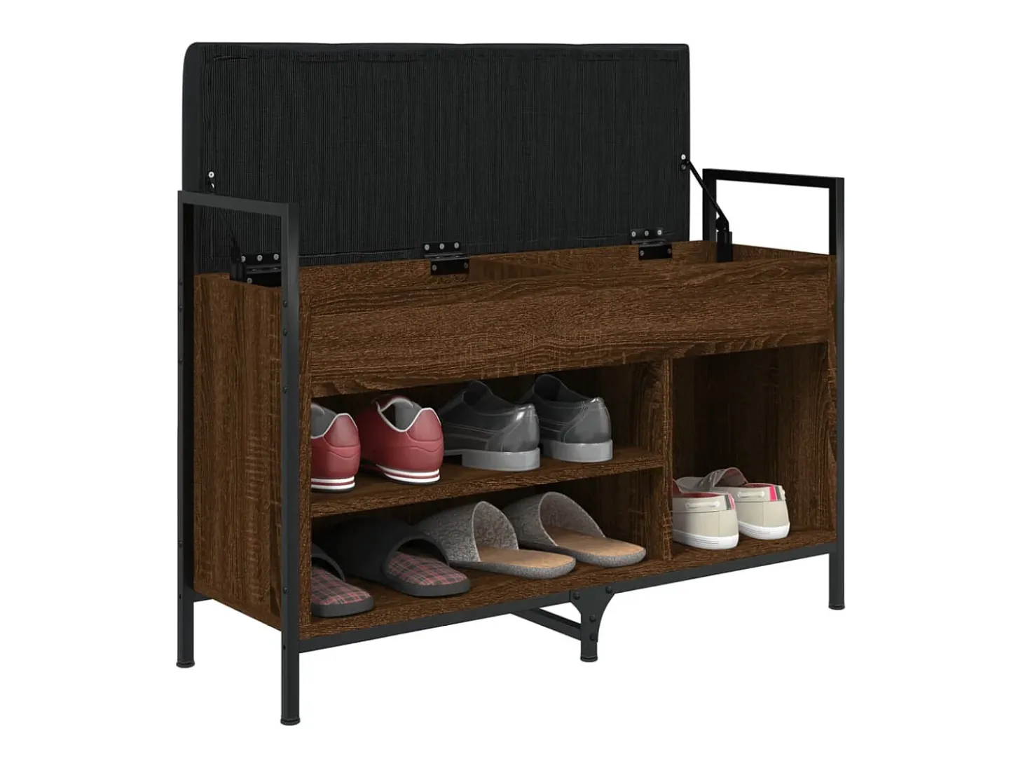 Banco zapatero madera de ingeniería marrón roble 85,5x32x57,5cm ES162239