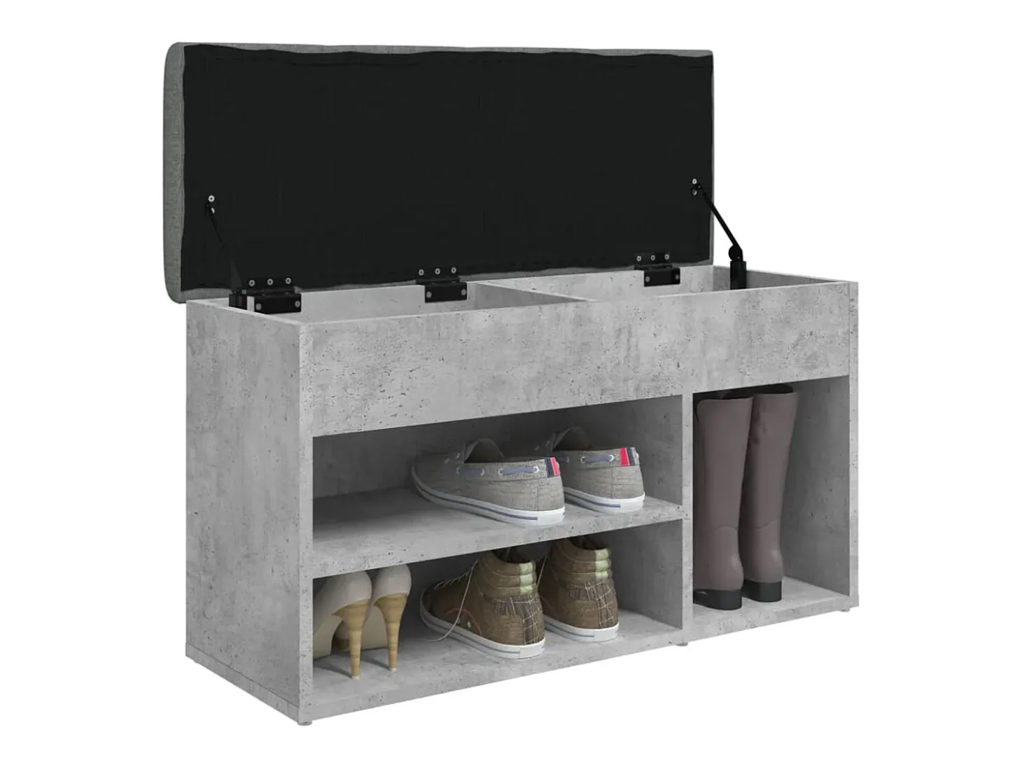 Banco zapatero madera de ingeniería gris hormigón 82x32x45,5 cm ES750451