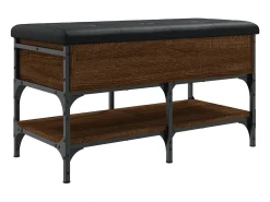 Banco zapatero madera de ingeniería marrón roble 82x42x45 cm ES903870