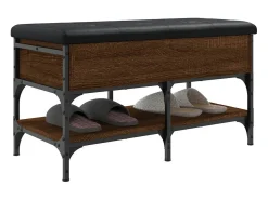 Banco zapatero madera de ingeniería marrón roble 82x42x45 cm ES903870