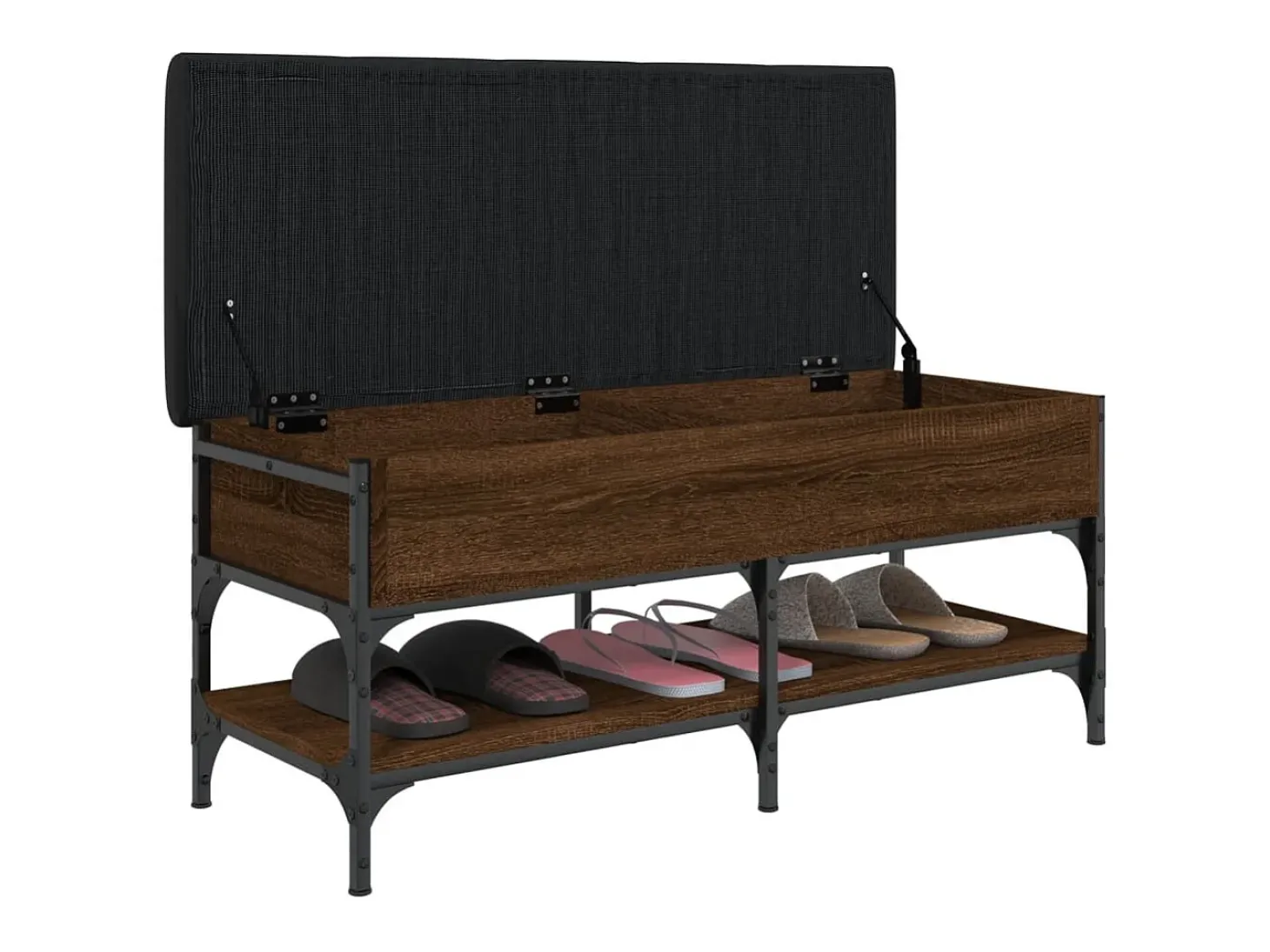 Banco zapatero madera de ingeniería marrón roble 102x42x45 cm ES798894