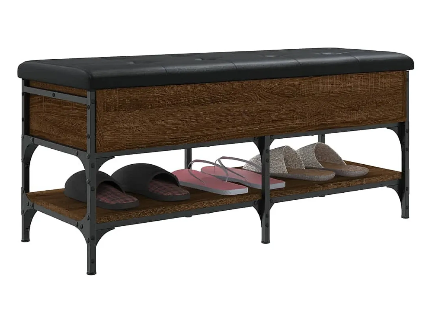 Banco zapatero madera de ingeniería marrón roble 102x42x45 cm ES798894
