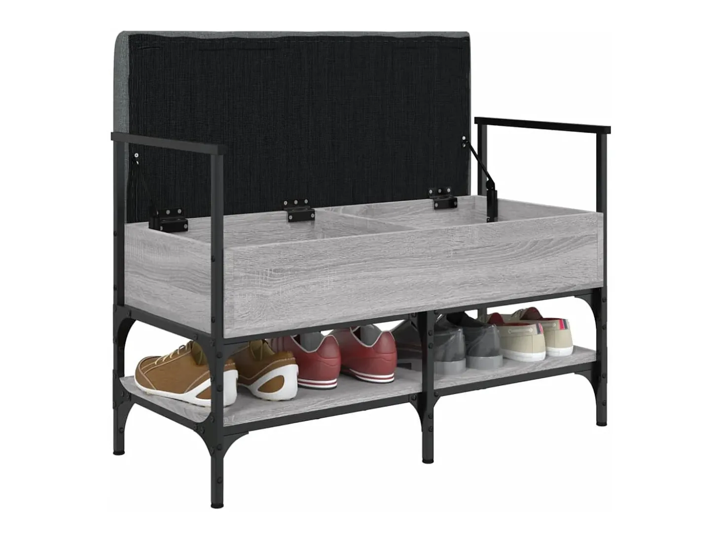 Banco zapatero madera de ingeniería gris Sonoma 85,5x42x57,5 cm ES308017