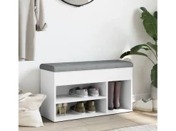 Banco zapatero madera de ingeniería blanco 82x32x45,5 cm ES633974