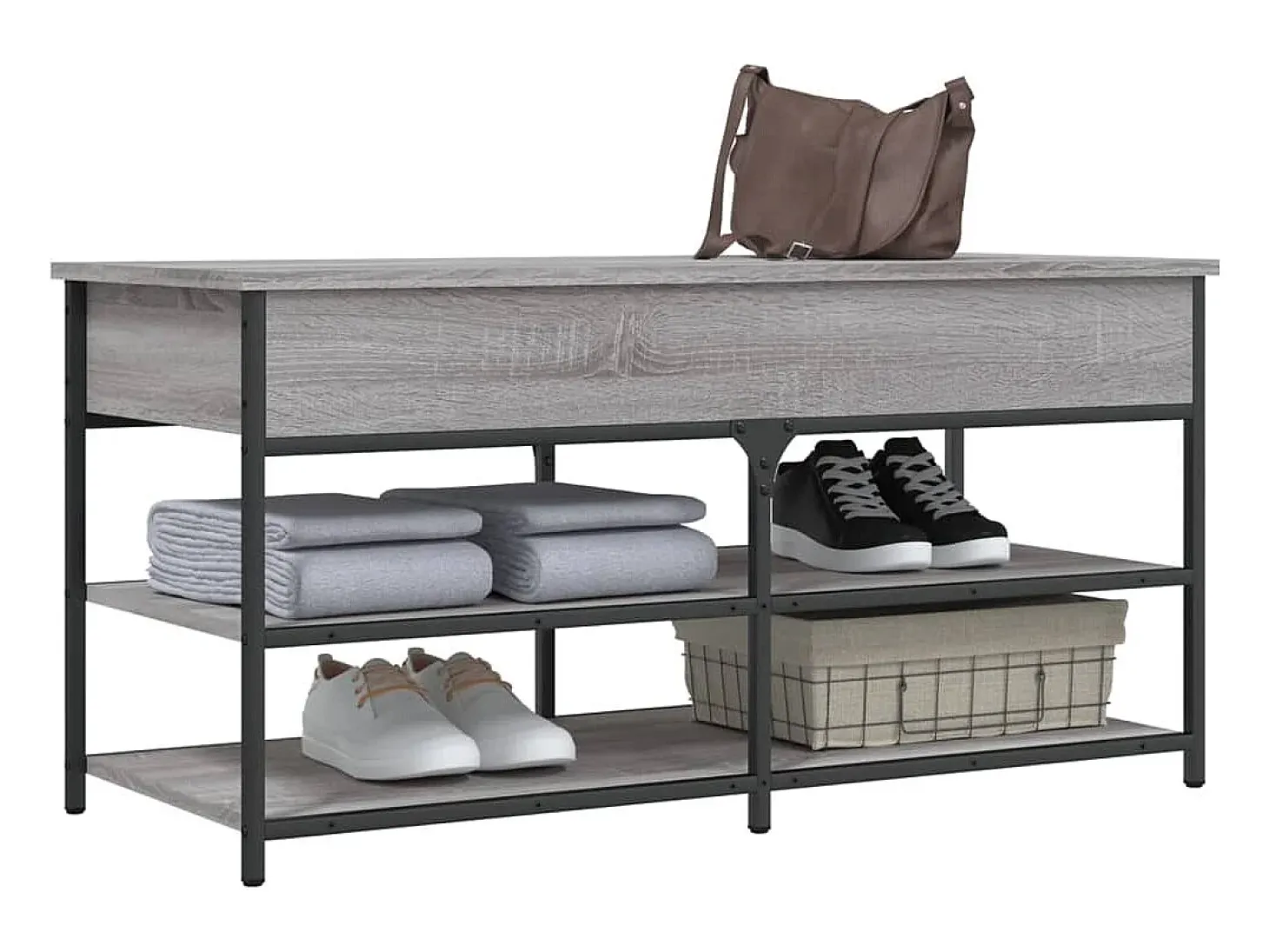 Banco zapatero madera de ingeniería gris Sonoma 100x42,5x50 cm ES210846