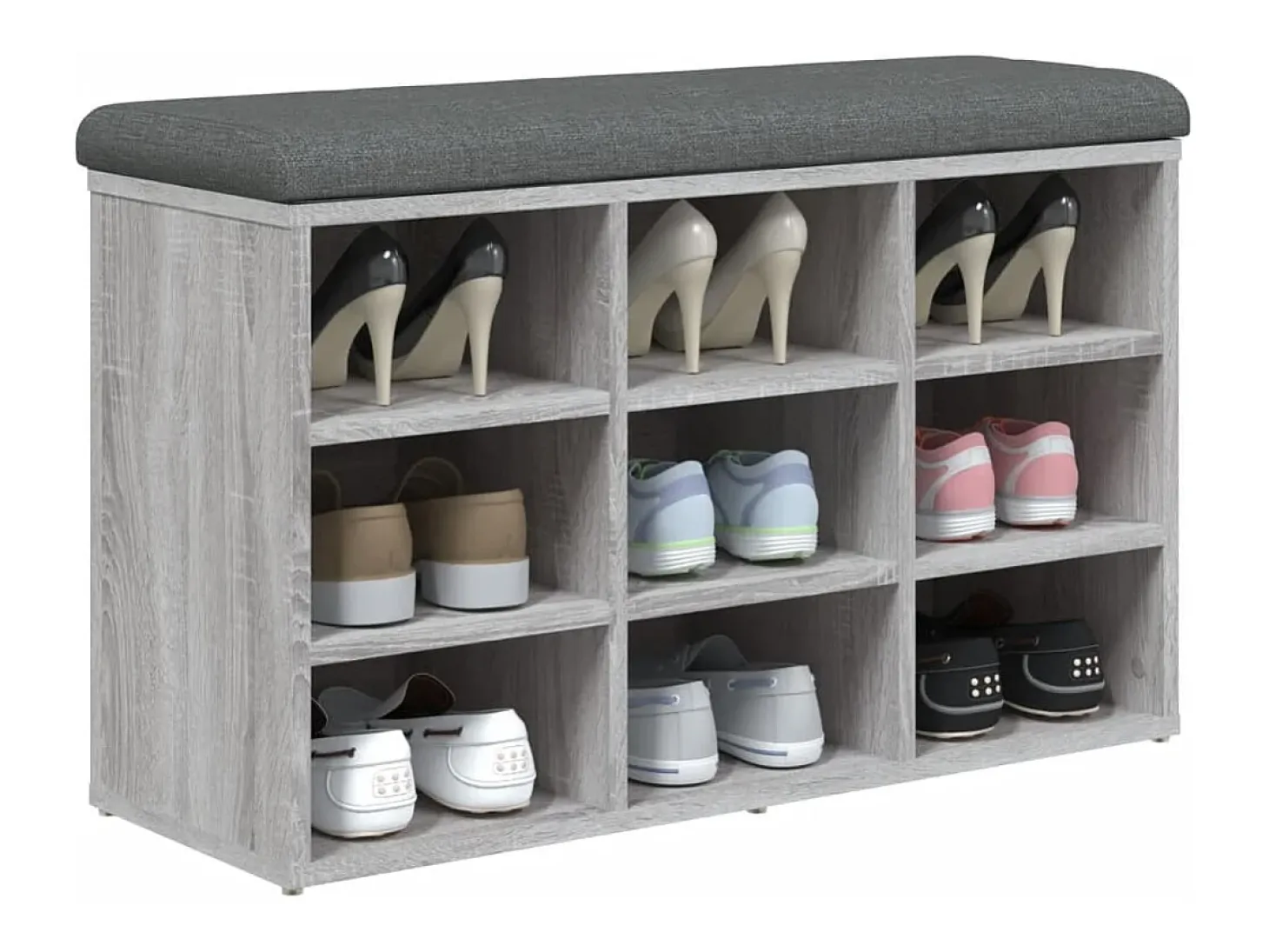 Banco zapatero madera de ingeniería gris Sonoma 82x32x50 cm ES938479