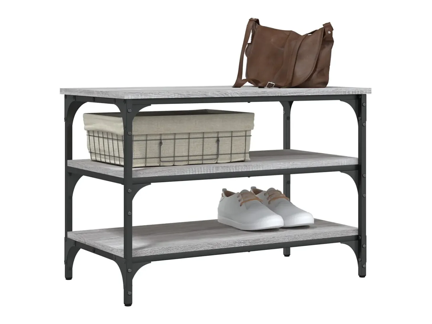 Banco zapatero madera de ingeniería gris Sonoma 70x38,5x49 cm ES876479