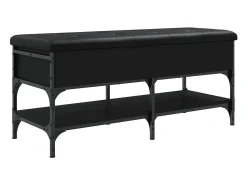 Banco zapatero madera de ingeniería negro 102x42x45 cm ES366807
