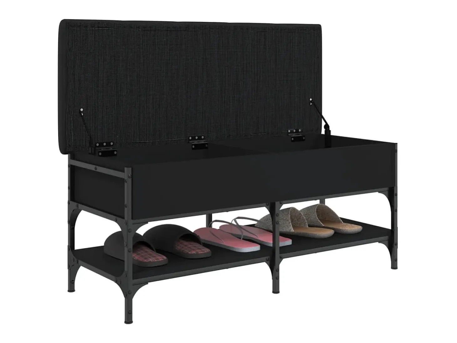 Banco zapatero madera de ingeniería negro 102x42x45 cm ES366807