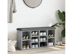 Banco zapatero madera de ingeniería gris hormigón 102x32x50 cm ES789336