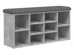 Banco zapatero madera de ingeniería gris hormigón 102x32x50 cm ES789336