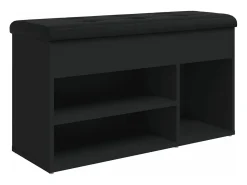 Banco zapatero madera de ingeniería negro 82x32x45,5 cm ES366132