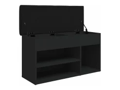 Banco zapatero madera de ingeniería negro 82x32x45,5 cm ES366132