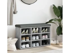 Banco zapatero madera de ingeniería gris hormigón 82x32x50 cm ES163488