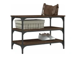 Banco zapatero madera de ingeniería roble marrón 70x38,5x49 cm ES200963